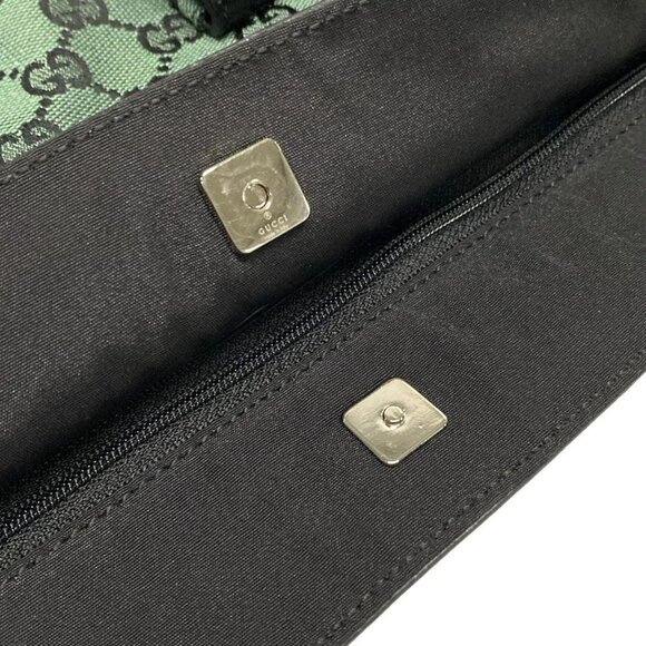 Auth GUCCI GG 272391 Green Black Jacquard Leather Tote Bag - Picture 12 of 16